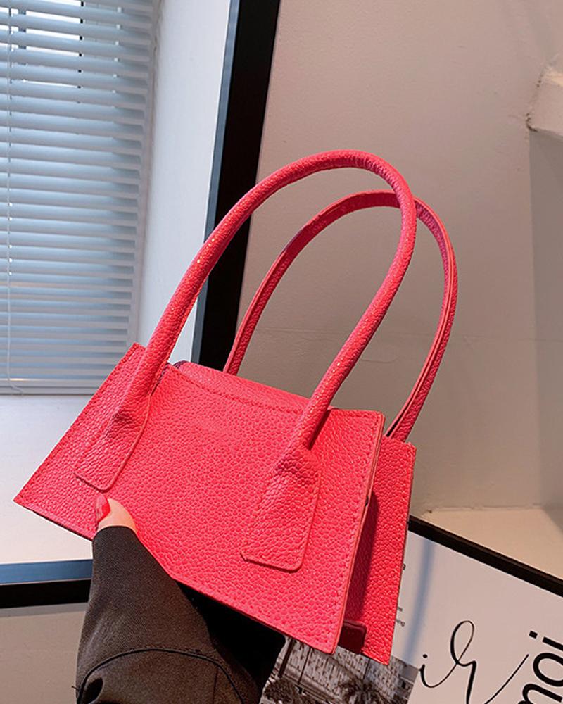 

Croc Embossed Minimalist Handbag, Pink
