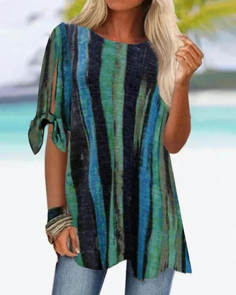 

Plus Size Tie Dye Print Tied Detail T-Shirt, Green