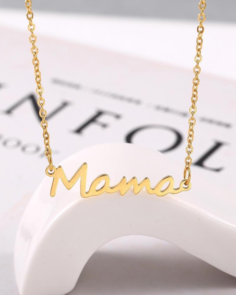 

Letter Pattern Charm Chain Necklace, Gold