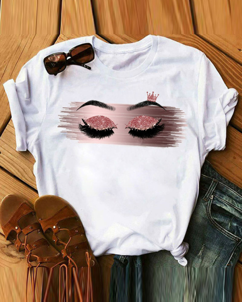 

Figure Crown Print Casual T-shirt, White