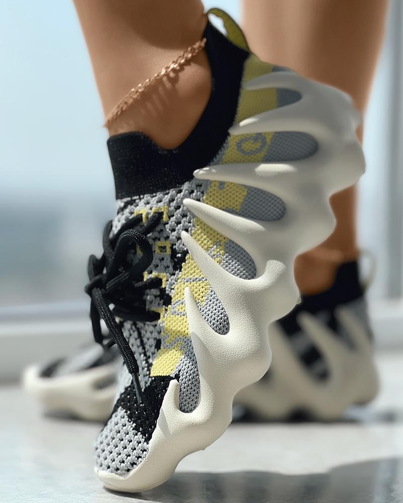 

Lace-up Breathable Octopus Sneakers, Black