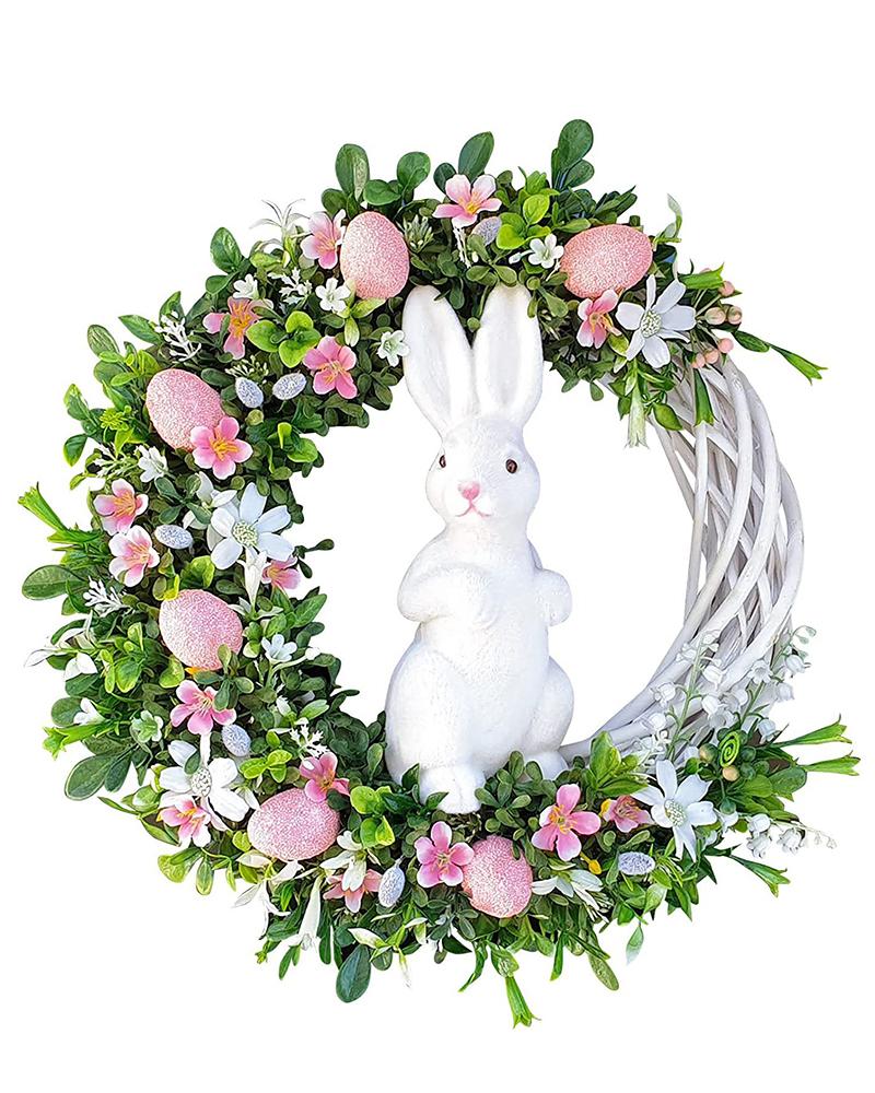 

1pc Easter Bunny Eggs Wreath Shaped Hanging Decoration, Style5