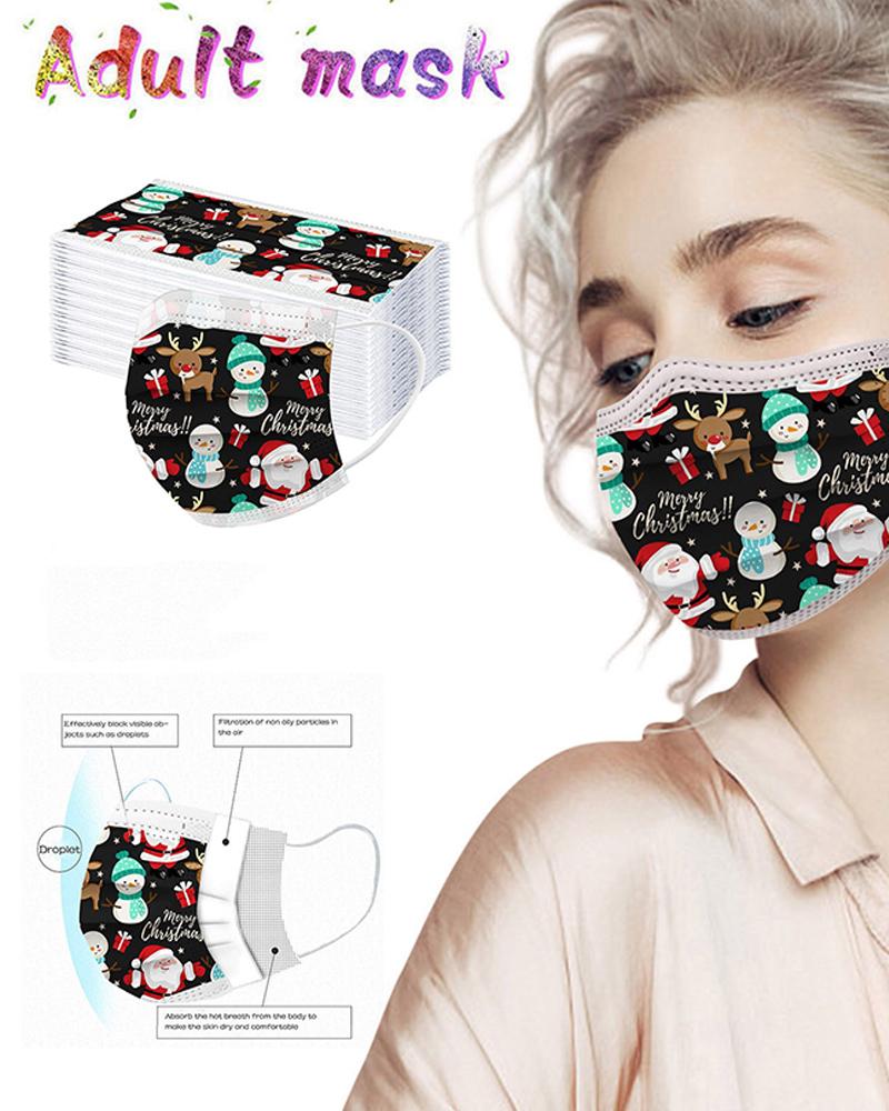 

5PCS/Set Christmas Print Disposable Face Mask, Style3