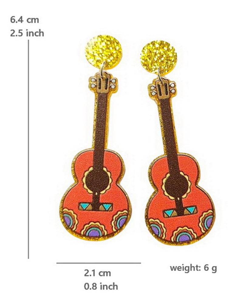 

1Pair Cinco De Mayo Mexico Guitar Graphic Earrings, Style1