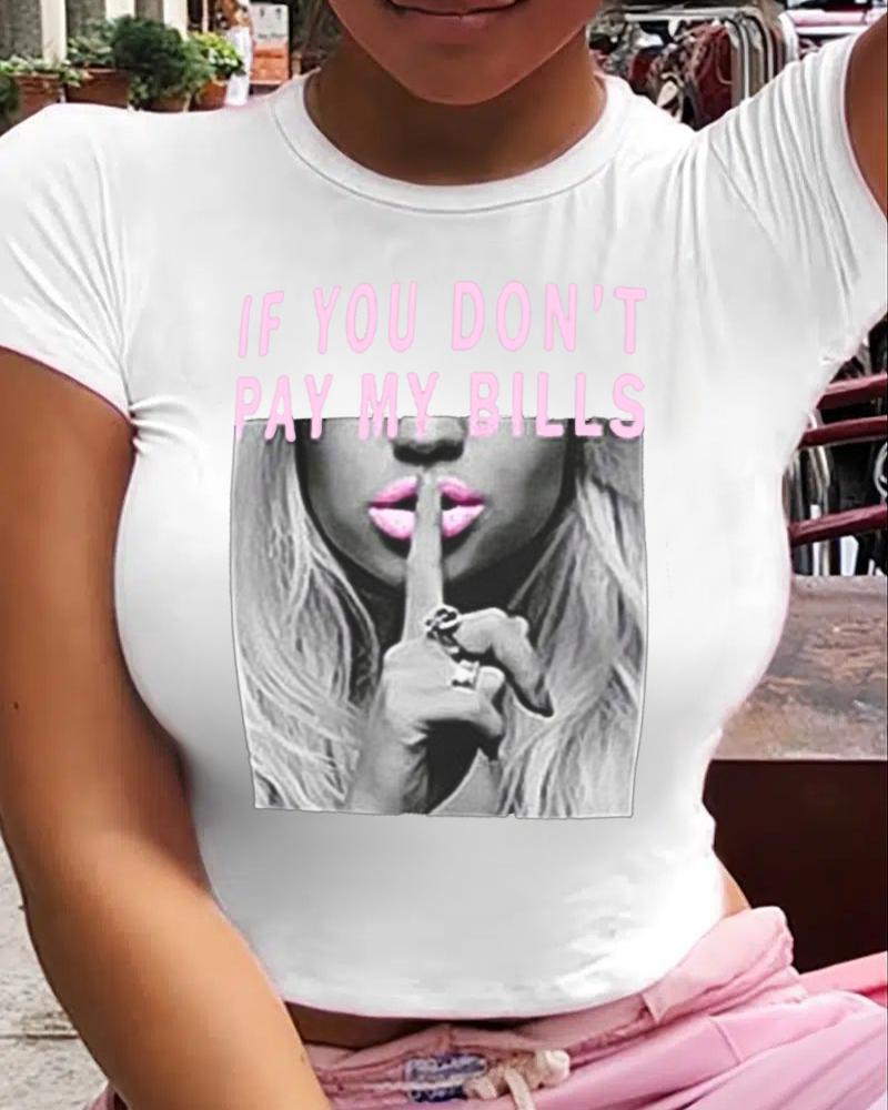 

Plus Size Slogan Print Short Sleeve Casual T-shirt, White