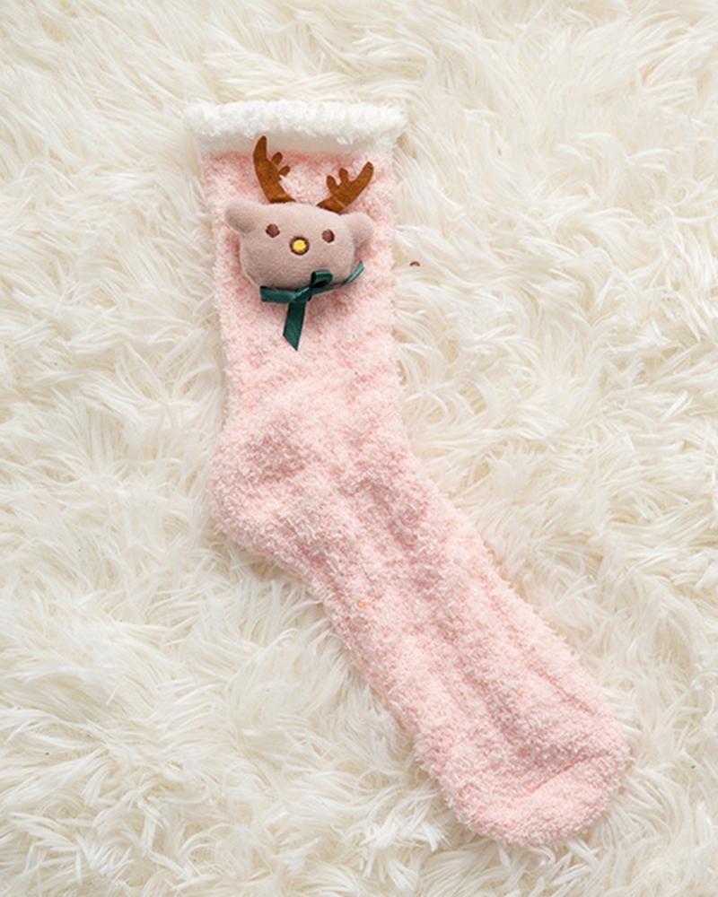 

1Pair Christmas Gift Fuzzy Thermal Socks, Pink
