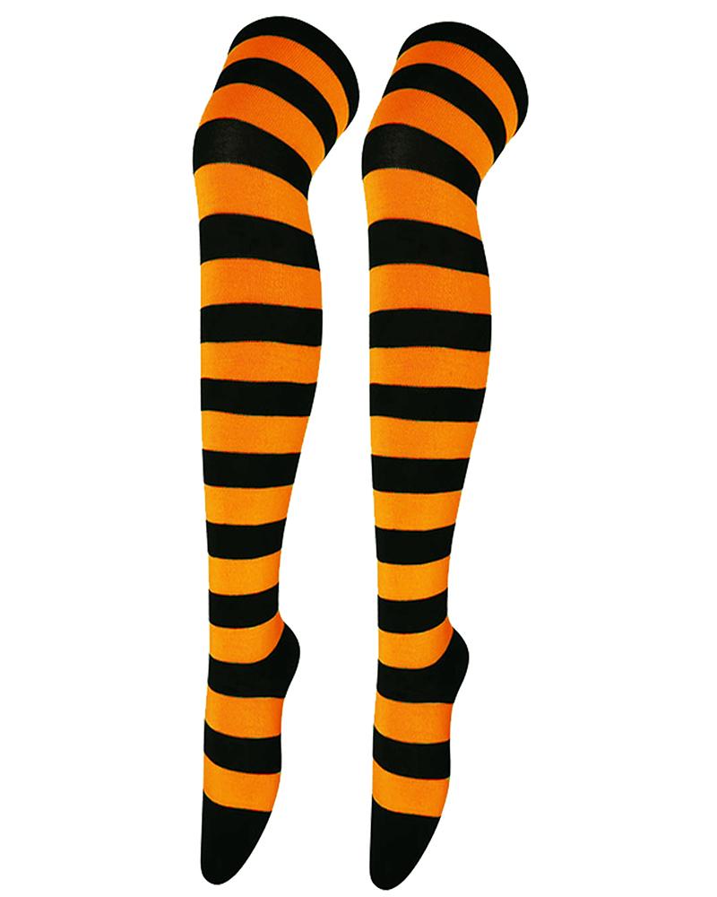 

Halloween Striped Cosplay Stockings, Orange