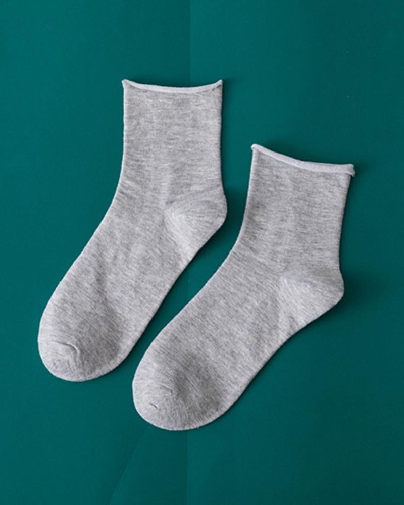 

1Pair Rolling Top Soft Socks, Gray