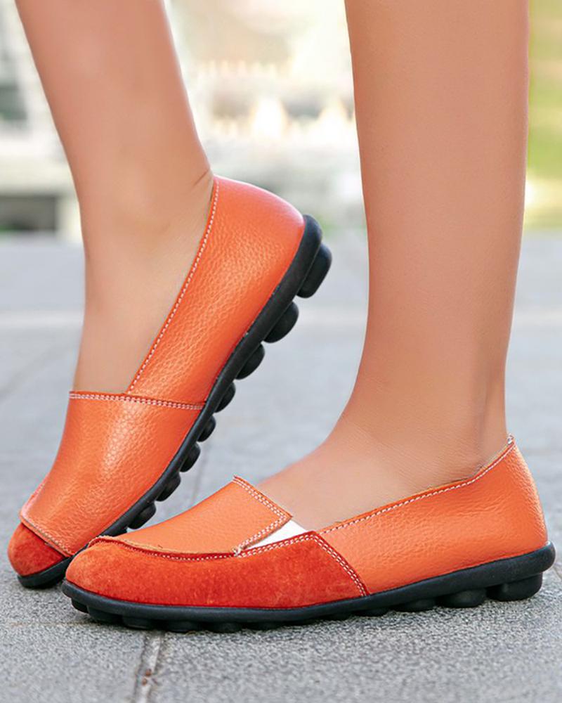 

Colorblock Slip On Loafers, Orange