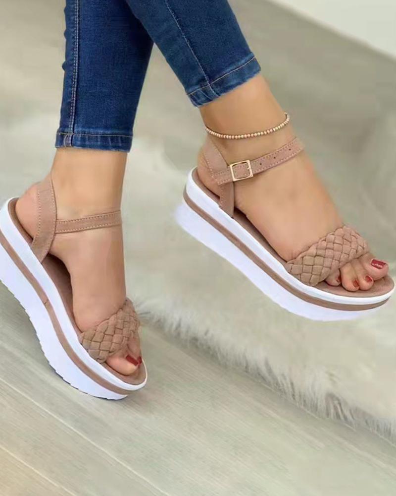 

Braided Slingback Platform Sandals, Pink