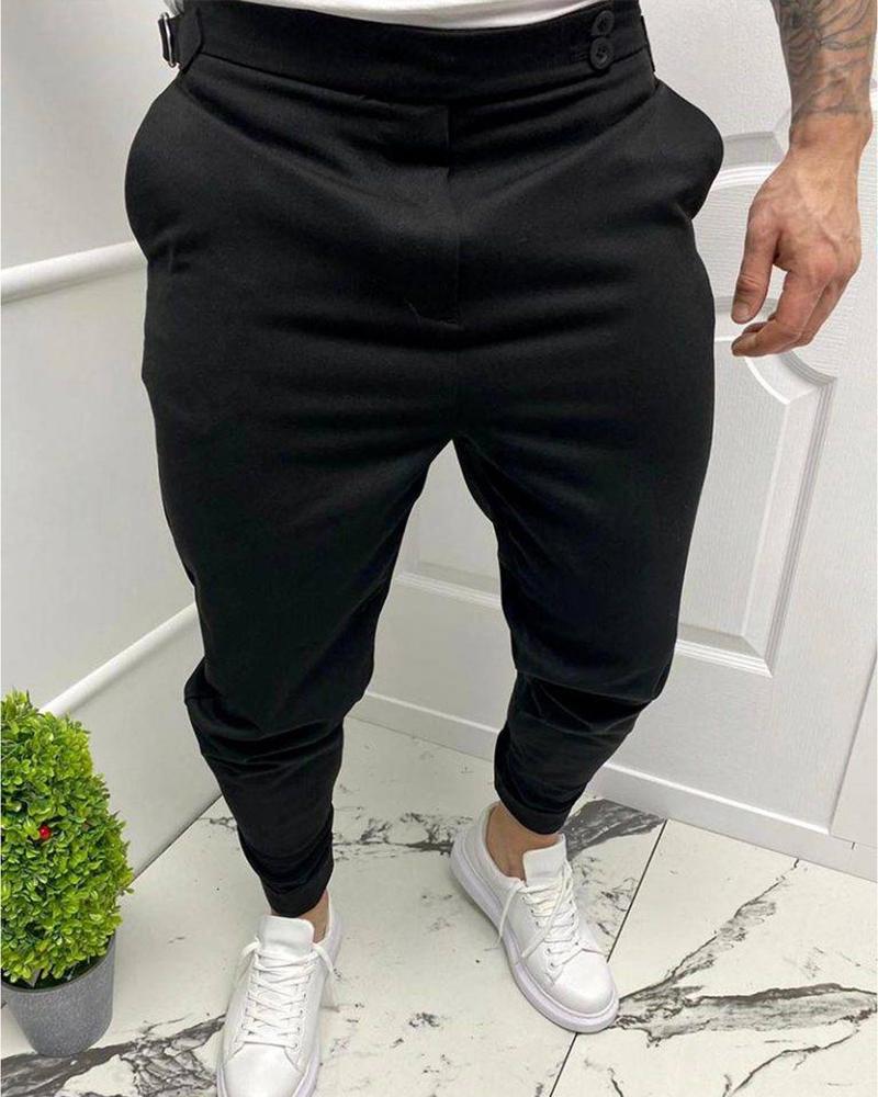 

Solid Color Long Loose Pencil Pants, Black