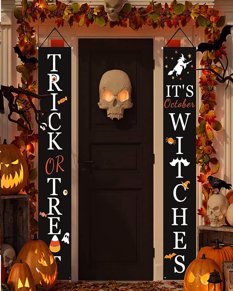 

Halloween Decorations Outdoor Trick or Treat & It's October Witches Front Porch Signs for Halloween Decor Fall Decor Halloween Welcome Sign, Style1