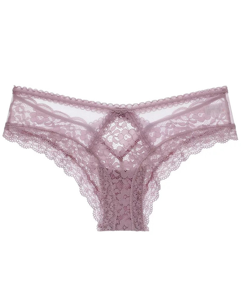

Crochet Lace Crisscross Bowknot Back Panty, Purple