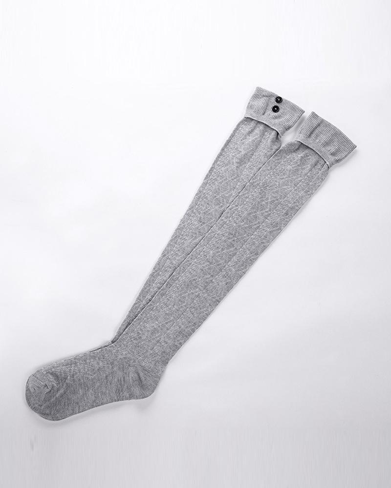 

Solid Skinny Midi-calf Socks, Gray