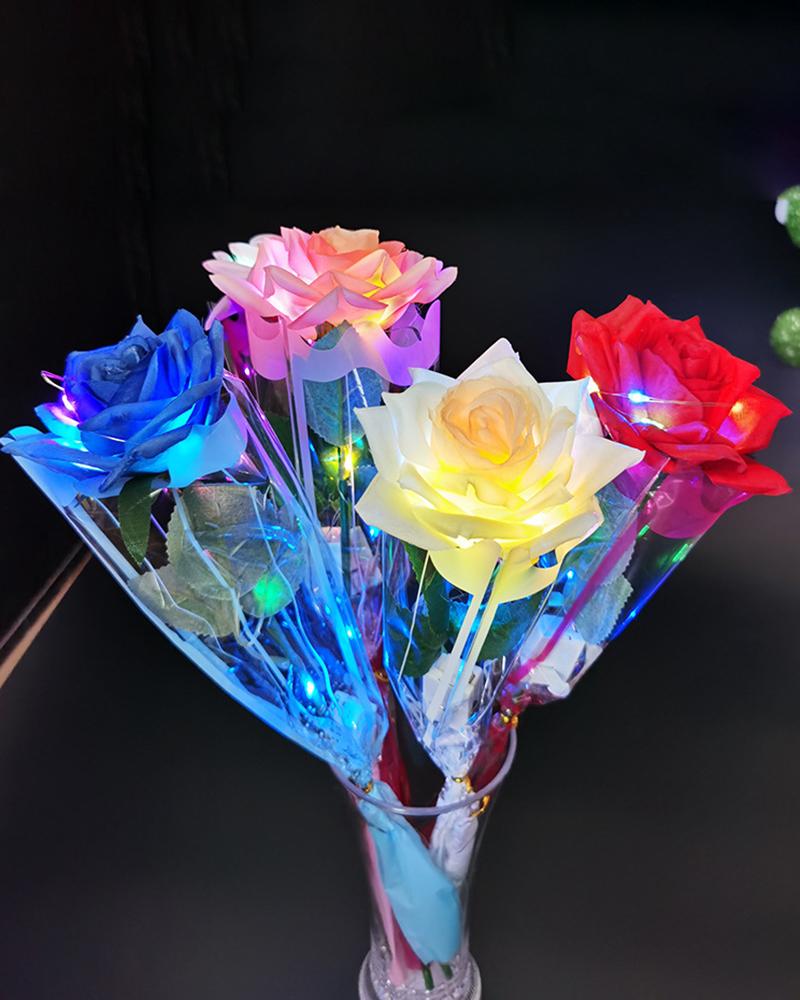 

Wedding Decoration Valentine's Day Artificial Flowers LED Rose Lasting Eternal Love Glowing Flower, Champagne