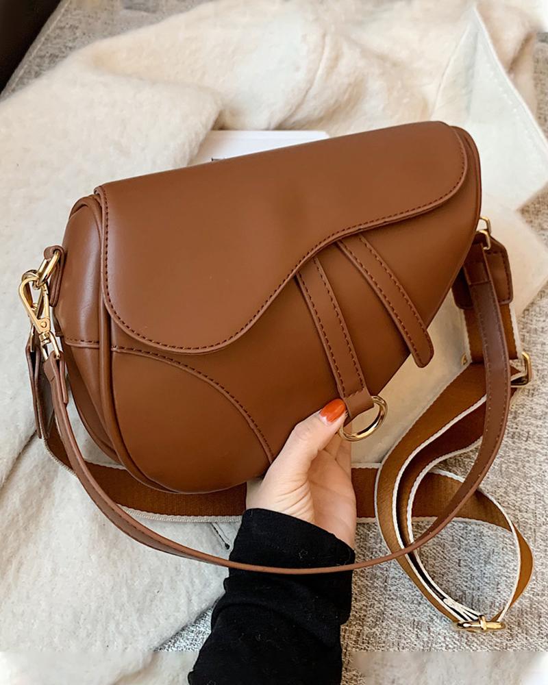 

O-Ring Detail Vintage Saddle Bag, Brown