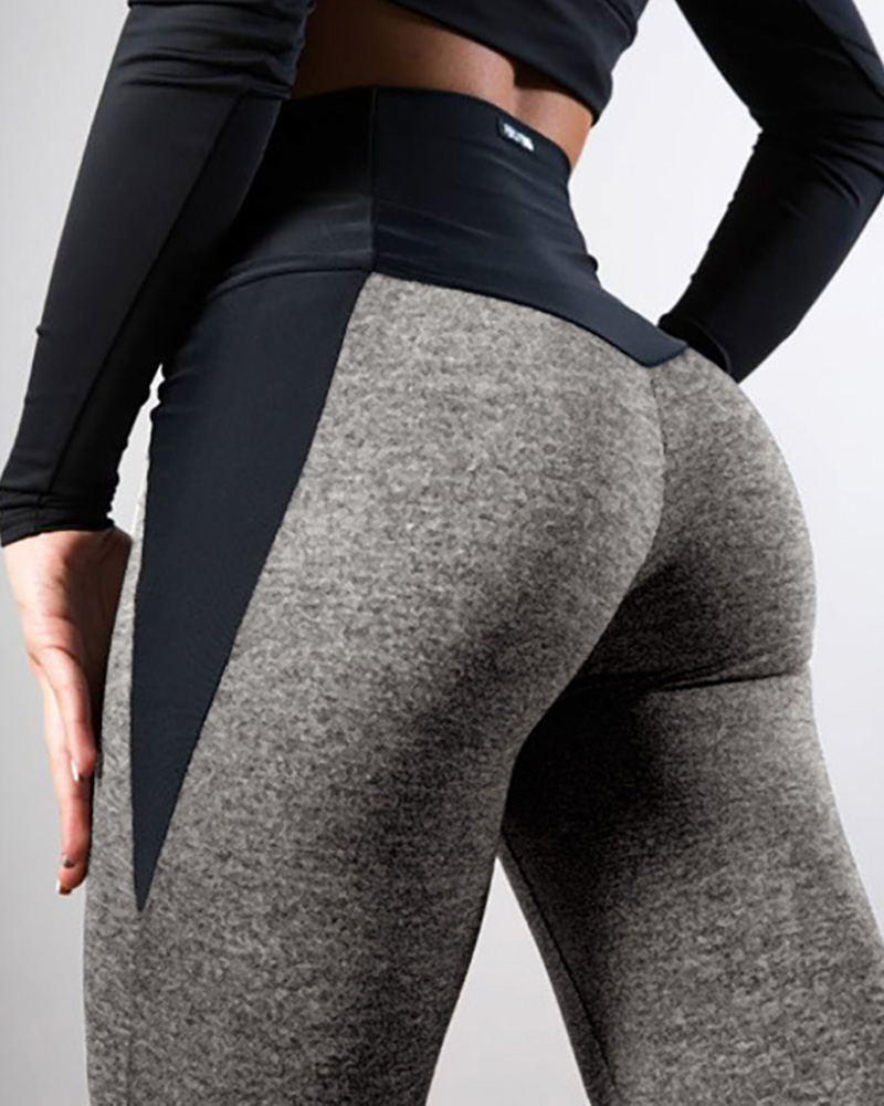 

Colorblock High Waist Skinny Leggings, Black