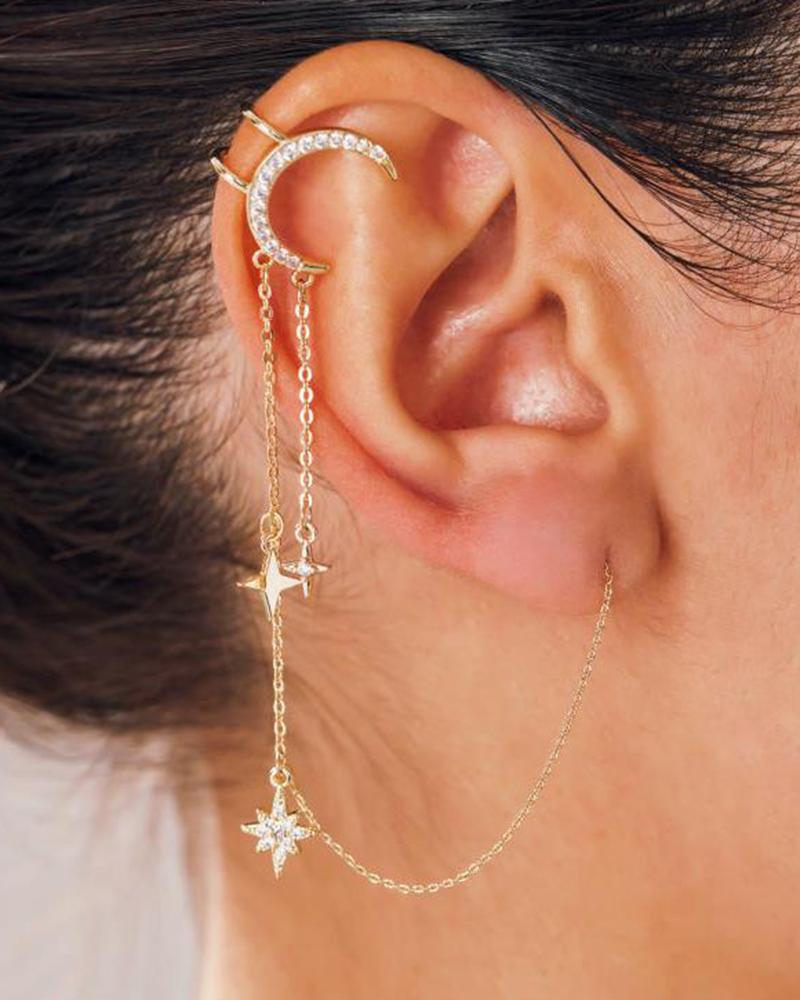 

1pc Moon Star Tassel Ear Cuff Fashion Earring, Style2