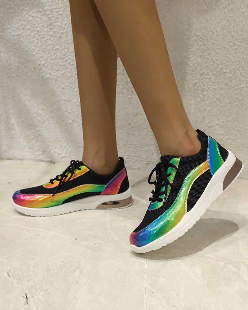 

Multicolor Colorblock Lace-up Closure Sneaker, Black