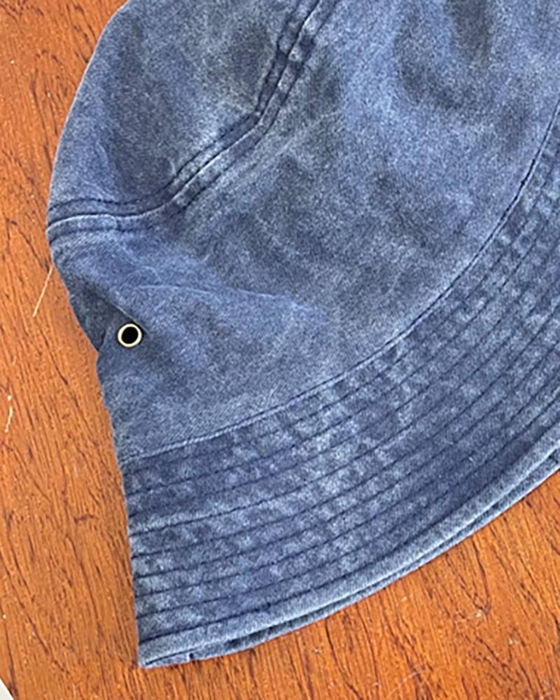 

Washed Eyelet Bucket Hat, Purplish blue