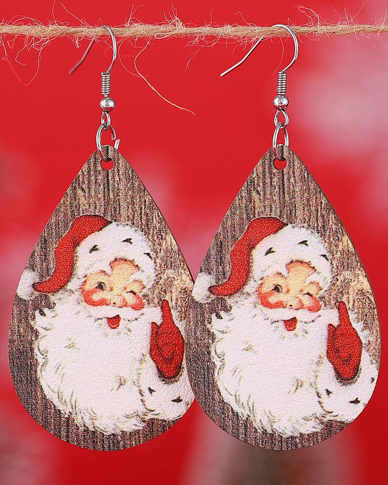 

1Pair Christmas Santa Claus Waterdrop Hook Earrings, Red