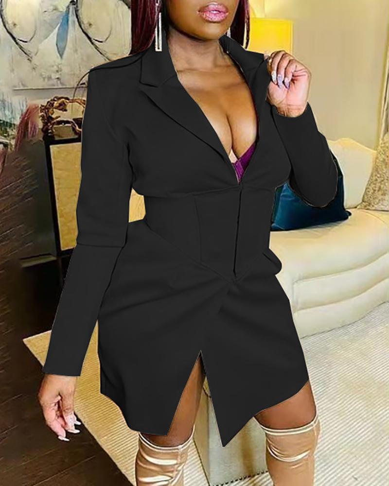 

Long Sleeve Corset Skinny Blazer Coat, Black