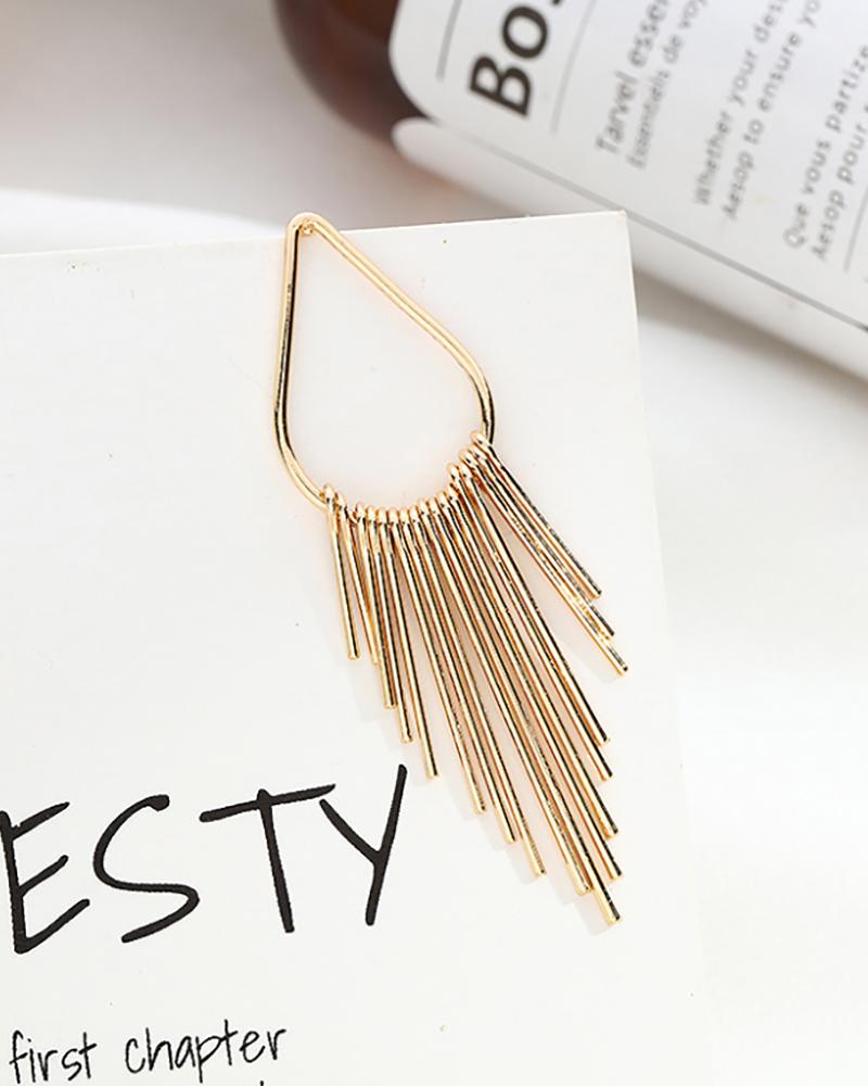 

1Pairs Long Metal Tassel Design Geo Pattern Drop Earrings, Style2