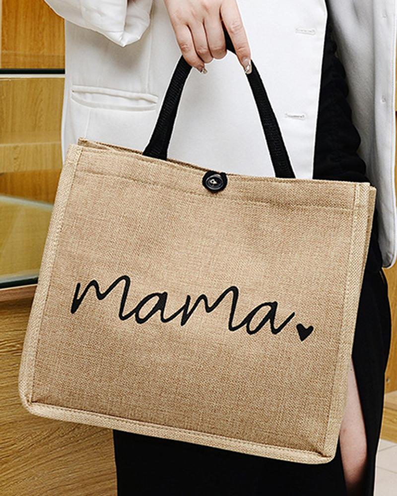 

Mama Letter Large Capacity Tote Bag, Black