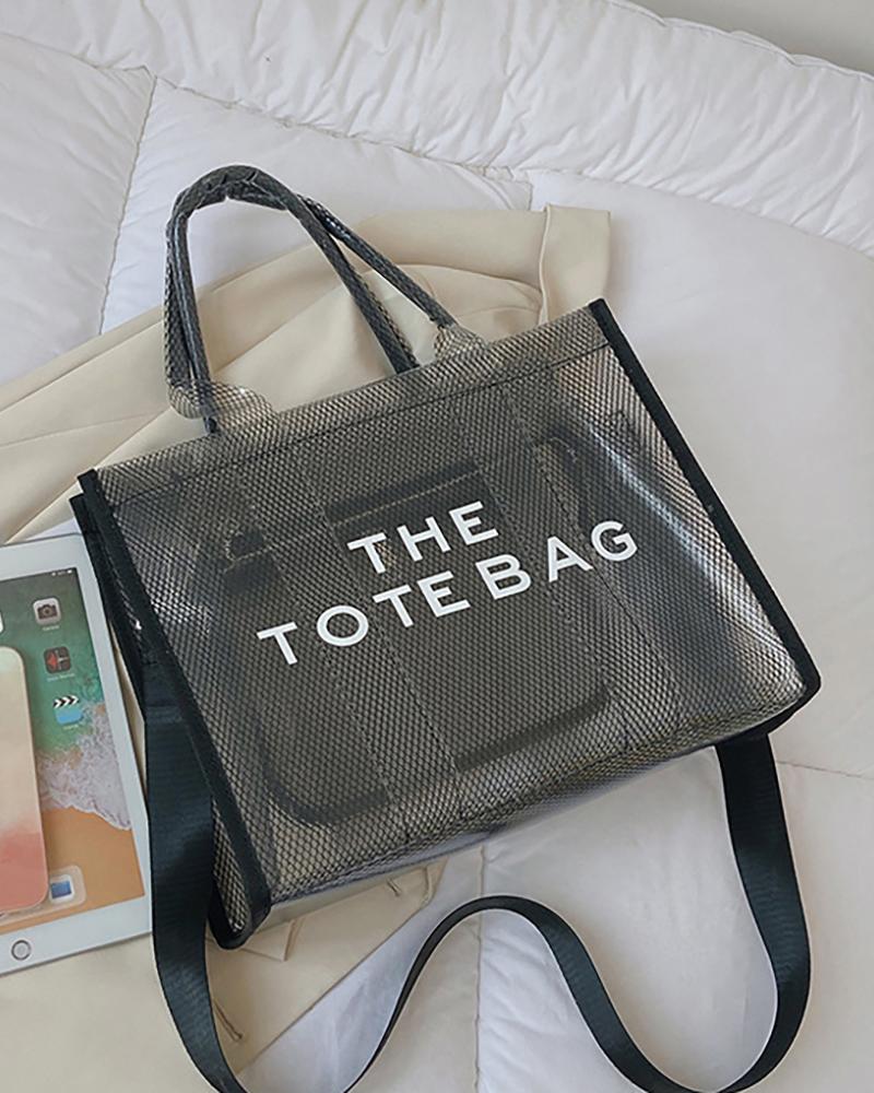 

Travel Versatile Transparent Shoulder Tote Bags, Black