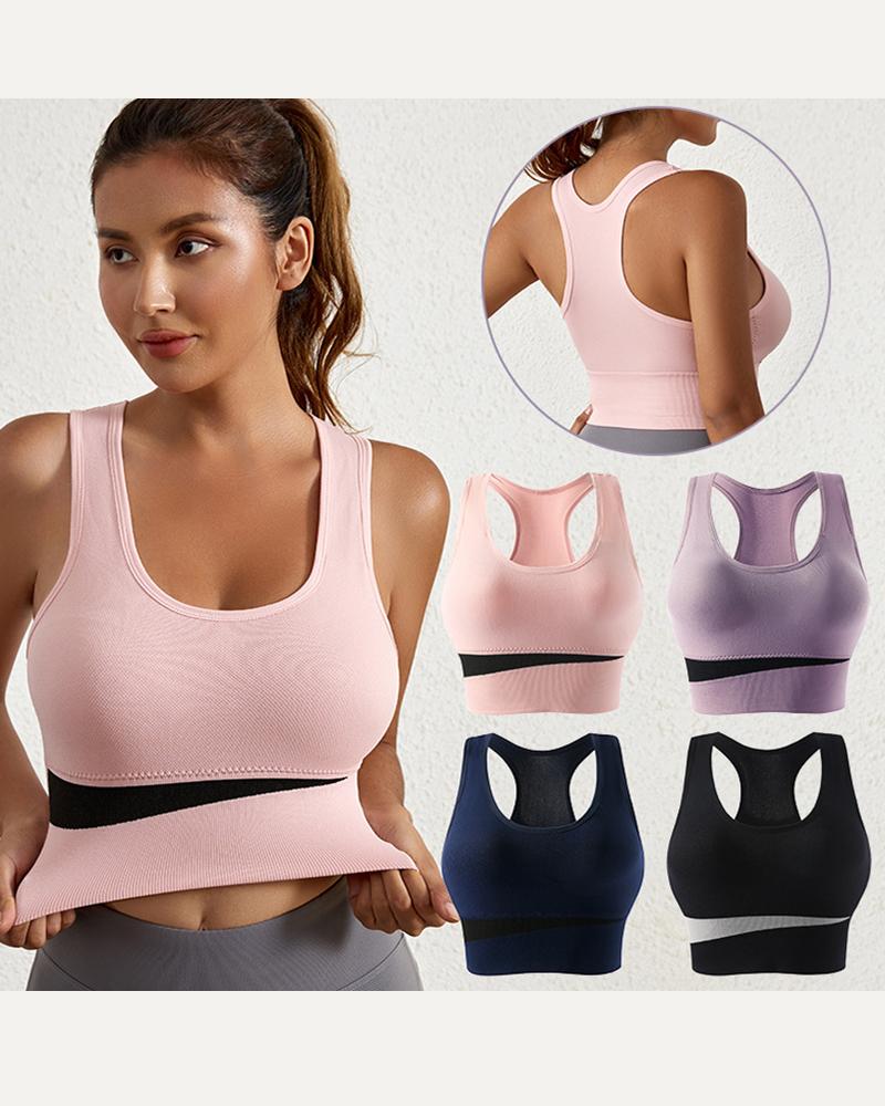 

Racerback Seamless Medium Workout Support Yoga Bra Top, Pink