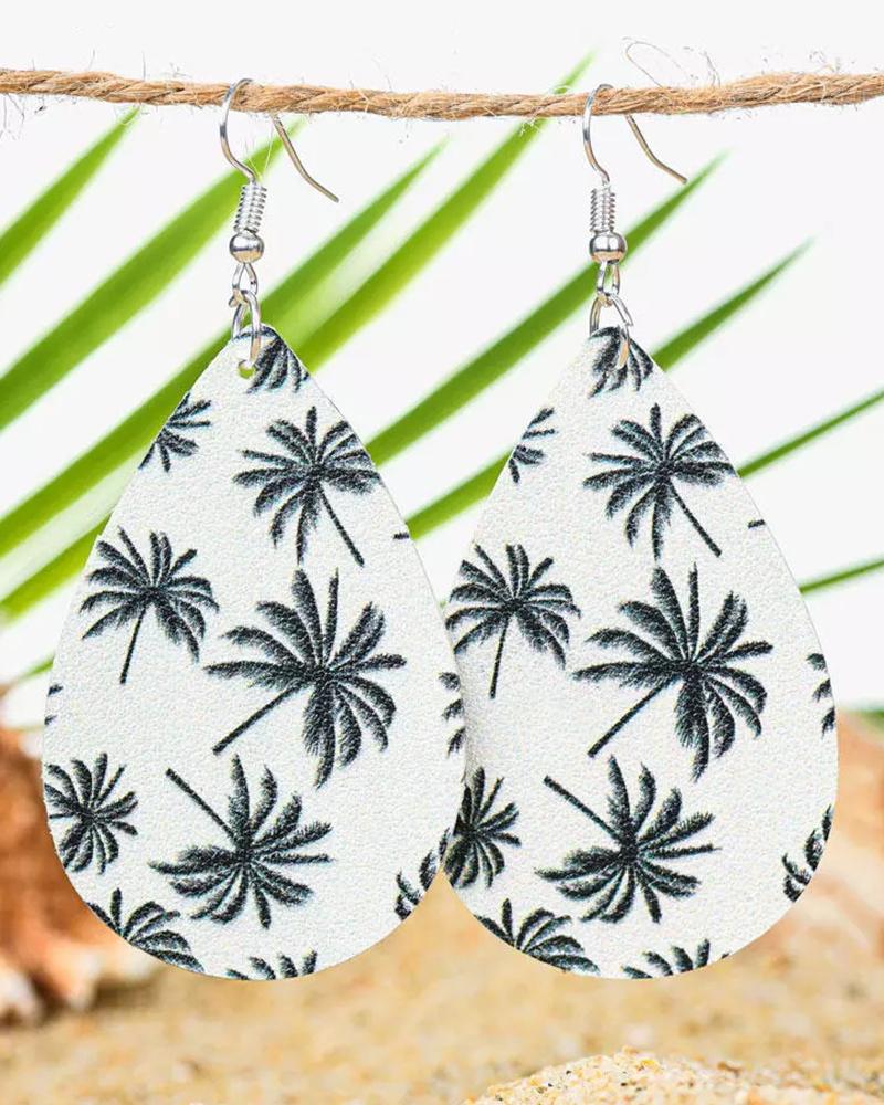 

1Pair Coconut Tree Waterdrop Earrings, White