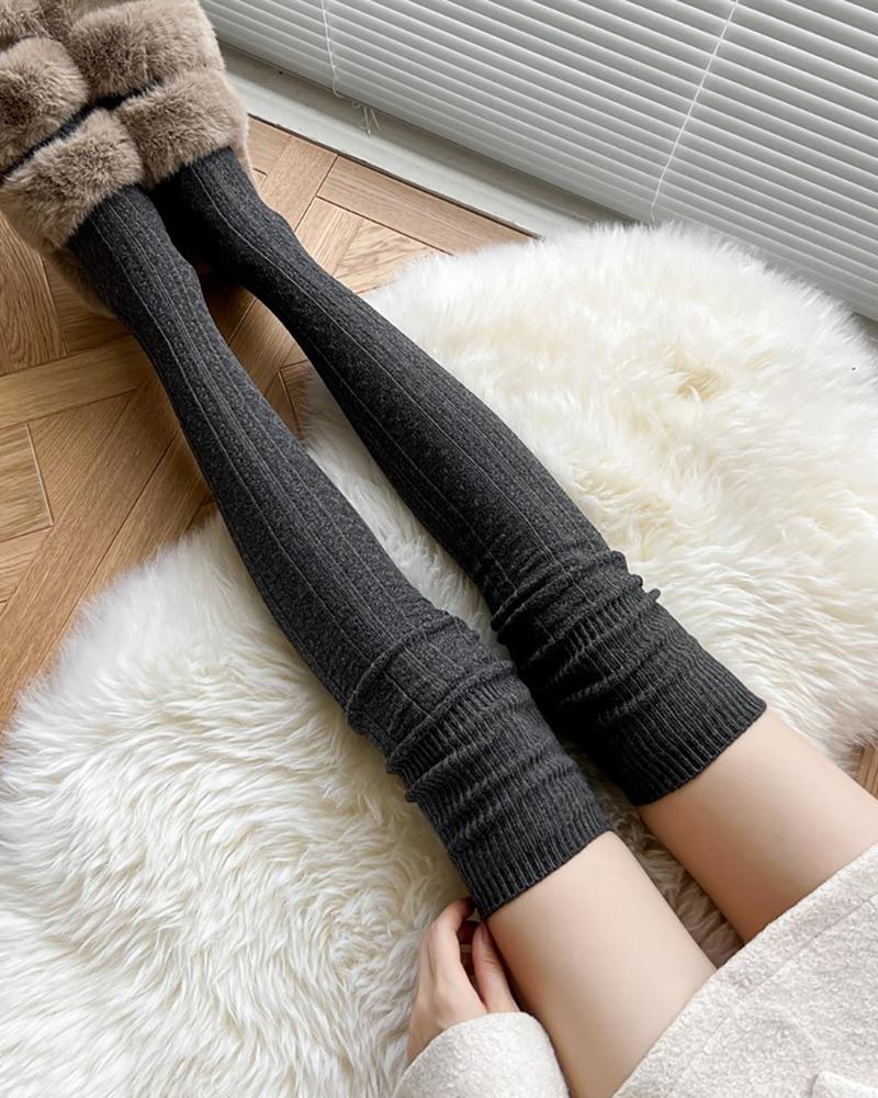 

Over The Knee Braided Knitted Warm Socks, Dark grey