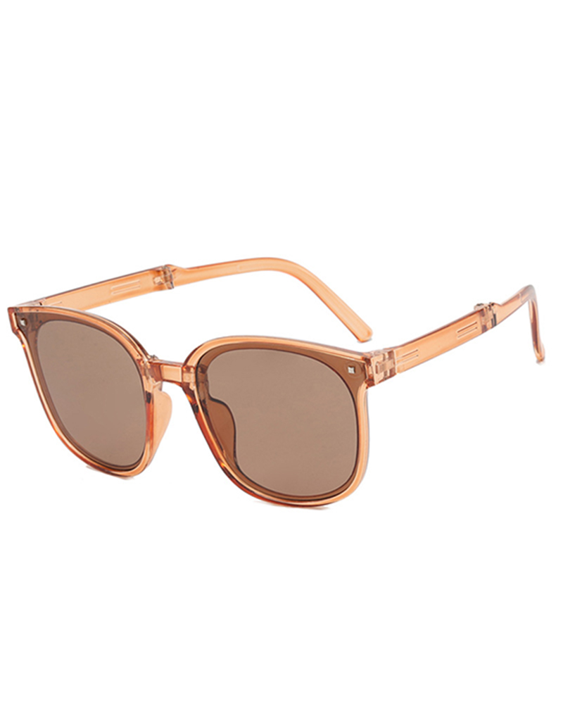 

1Pair UV Protection Folding Square Frame Sunglasses, Brown