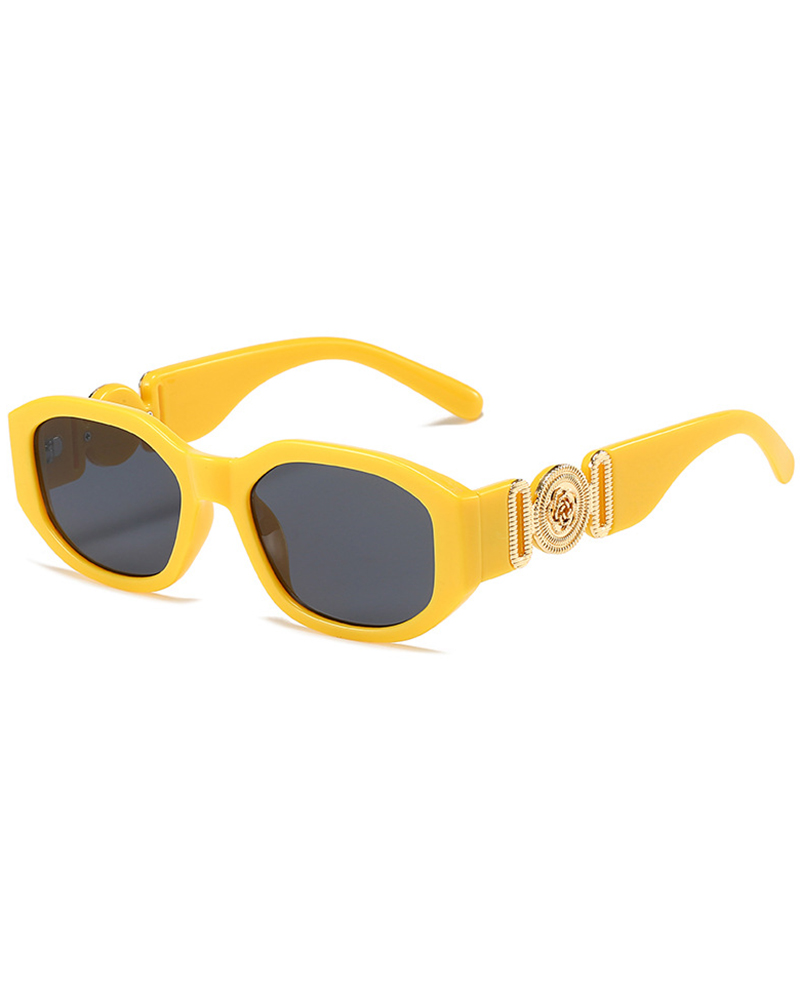 

1Pair Retro Wide Frame Square Rectangle Sunglasses, Yellow