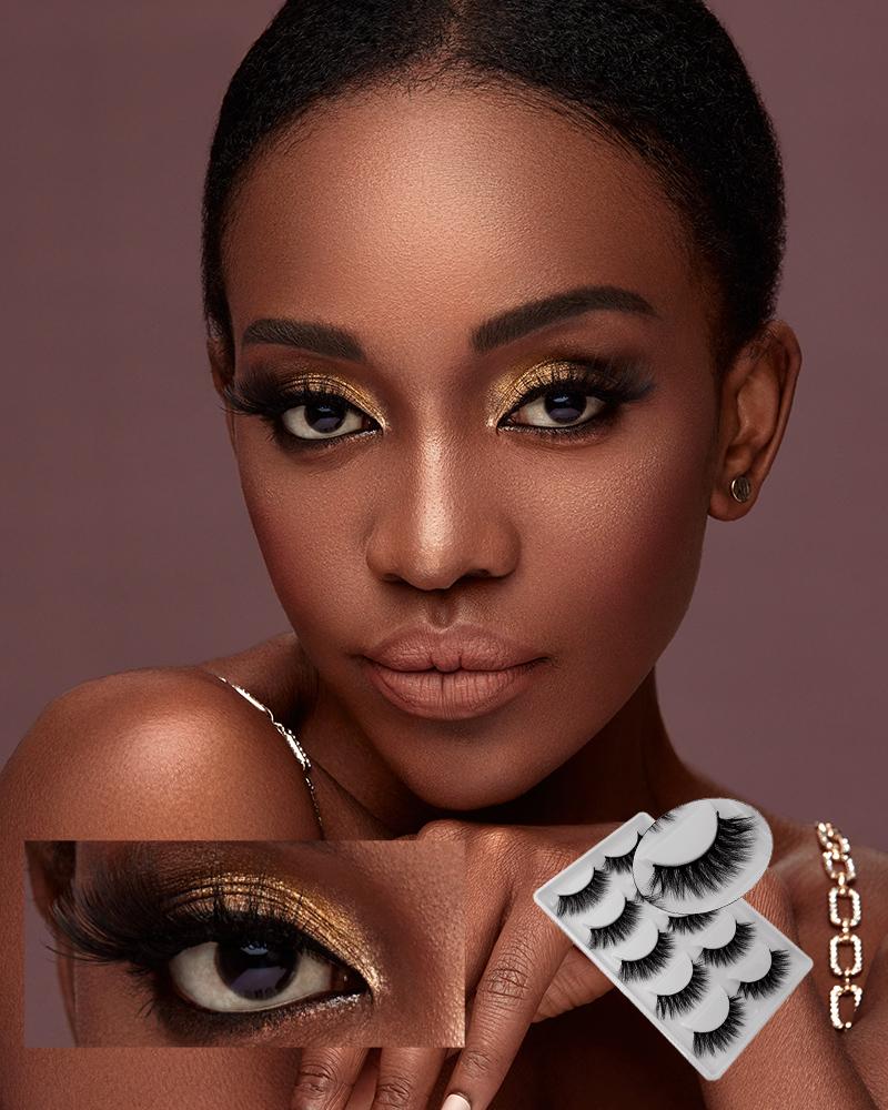 

5Pairs 3D Fake Eyelashes Handmade Dramatic Thick Crossed Cluster False Eyelashes, Black