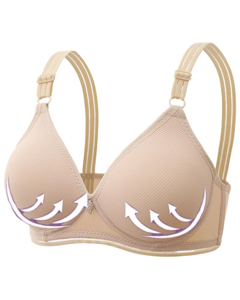 

Buckled Leaf Pattern Wireless Lifting Bra, Nude