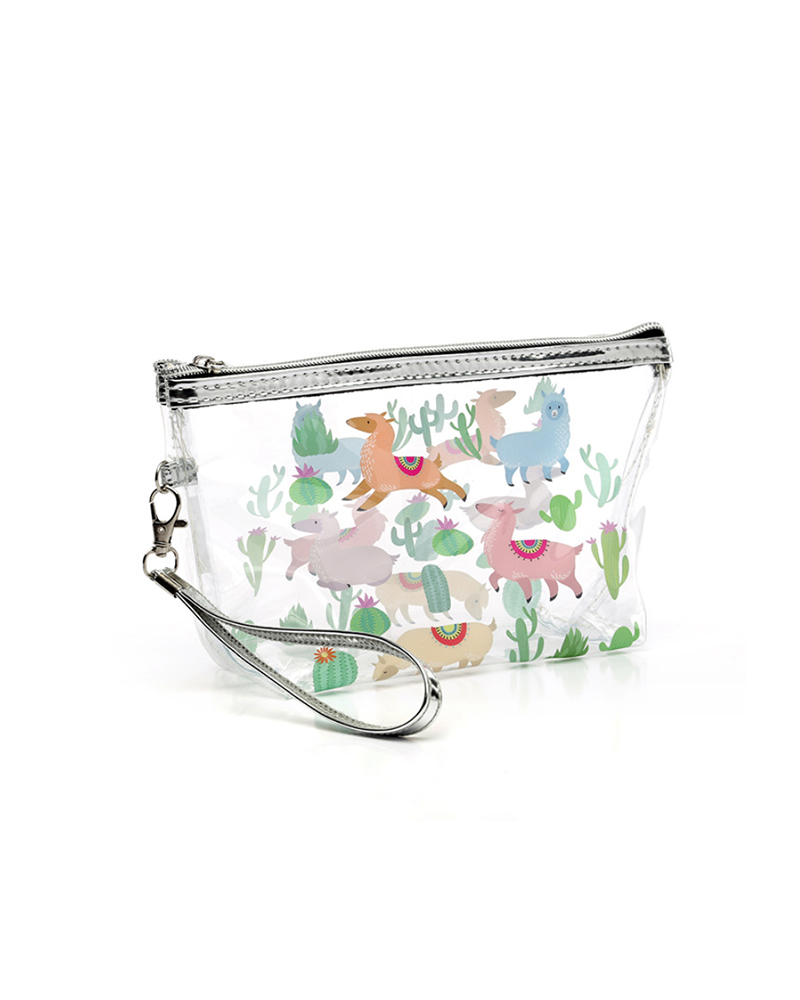 

Animal / Fruit Print Transparent Waterproof Makeup Bag, Style8