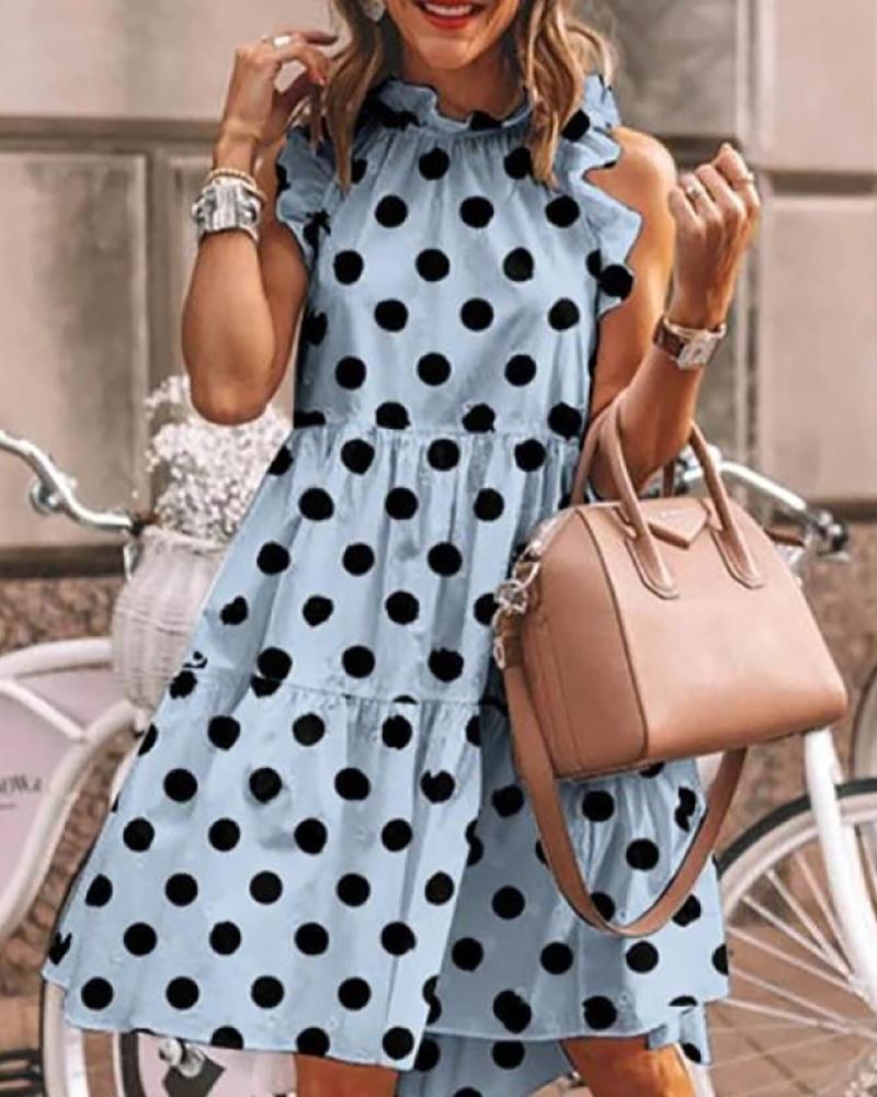

Floral / Polkadot / Sunflower / Daisy Print Ruffles Casual Dress, Style3