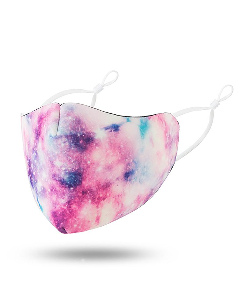 

Starry Sky / Tie Dye Print Breathable Face Mask, Pink