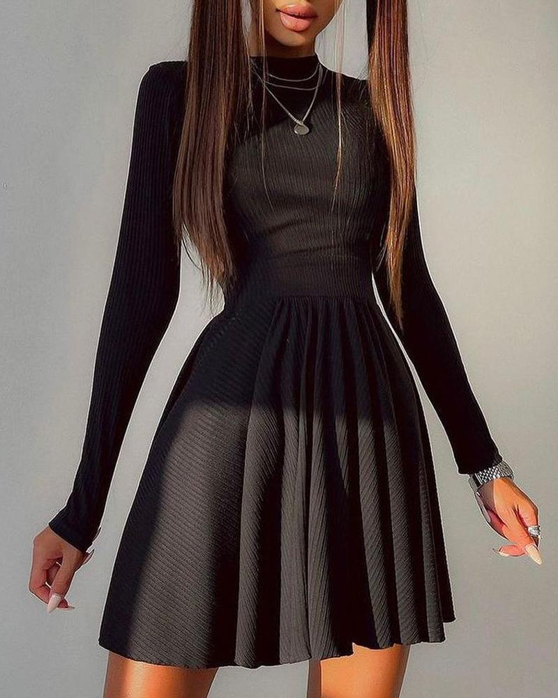

Cutout Backless Button Front Casual Dress, Black