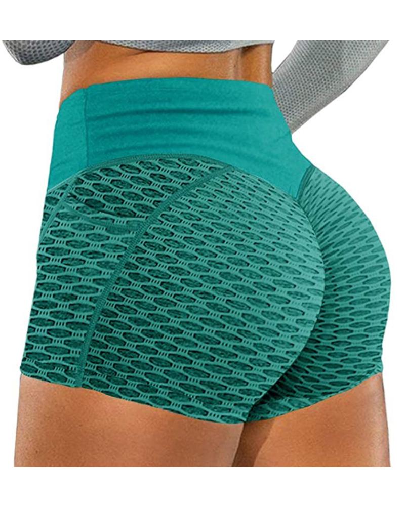 

Fishnet High Waist Skinny Sport Short Pants, Green
