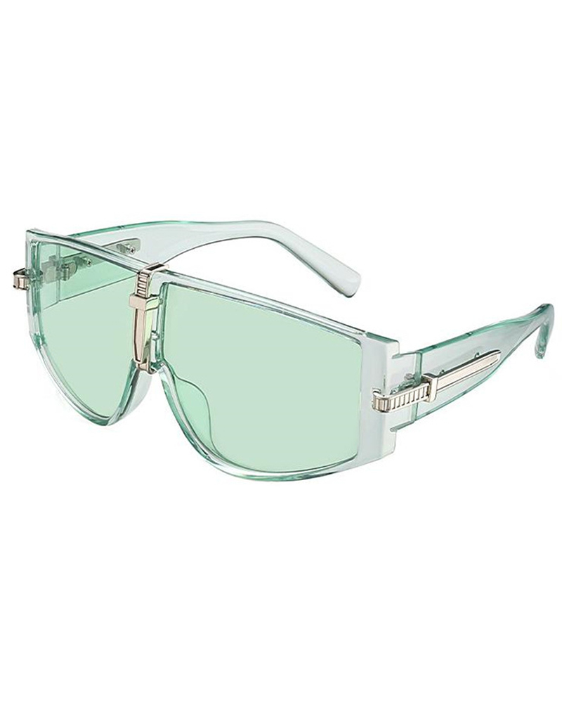 

1Pair Flat Top Square Frame Gradient Sunglasses, Green