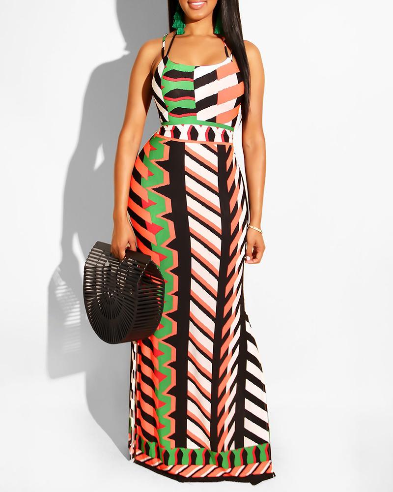 

Digital Print Sleeveless Maxi Dress, Multicolor
