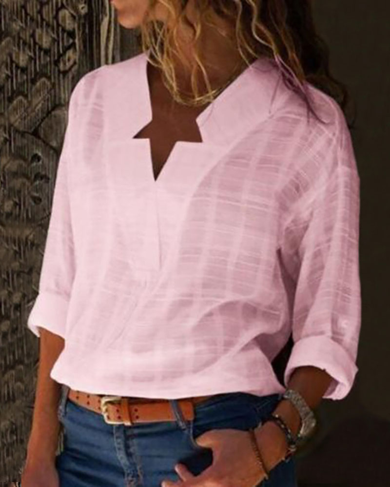

Star Neck Design Casual Shirt, Pink
