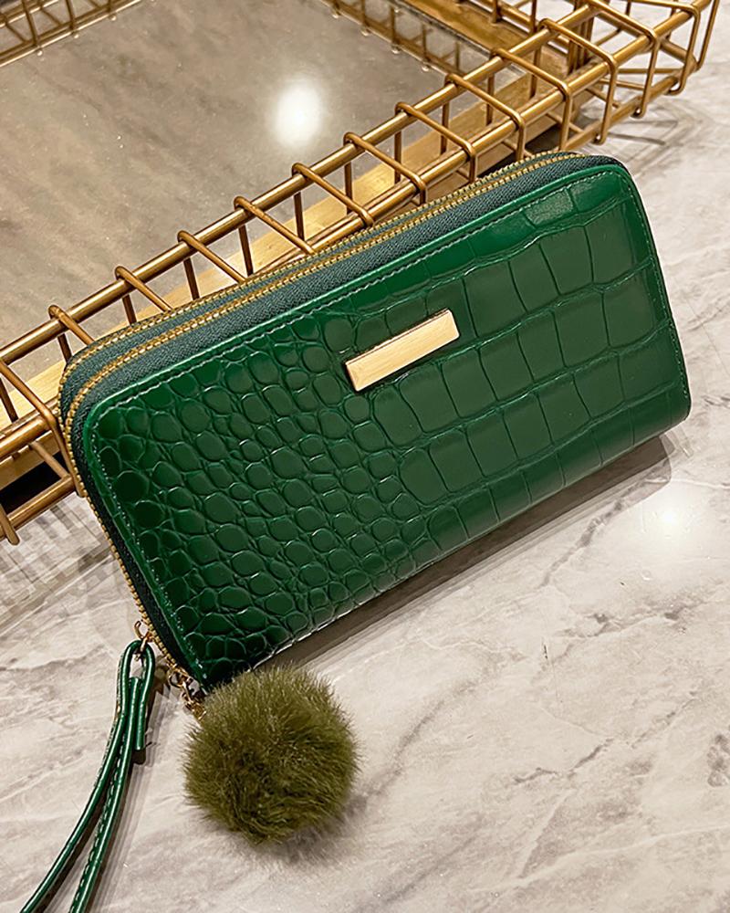 

Crocodile Zipper Ladies Purse Bag, Green