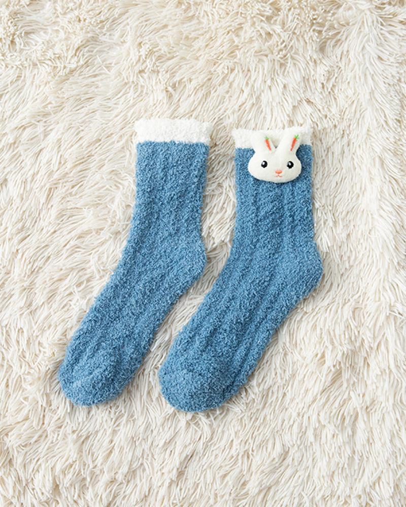 

1Pair Christmas Cartoon Doll Pattern Fuzzy Socks, Style6