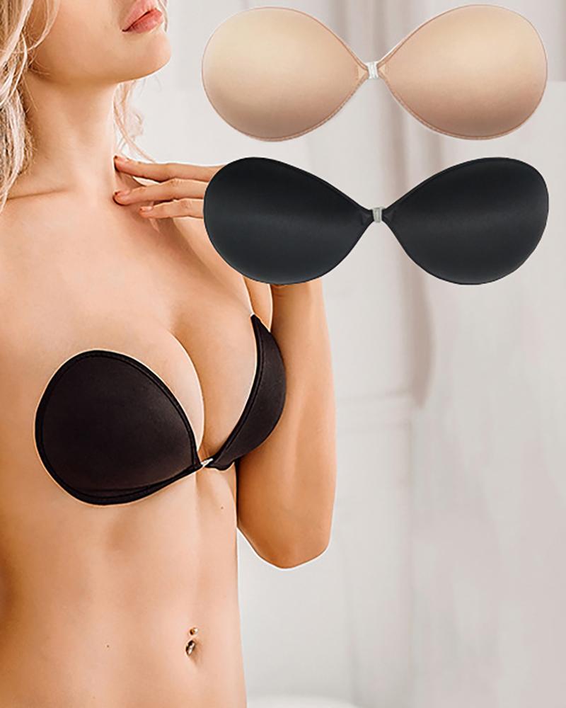 

Plain Invisible Cover Breast Petals Push Up Strapless Bra Pads, Black