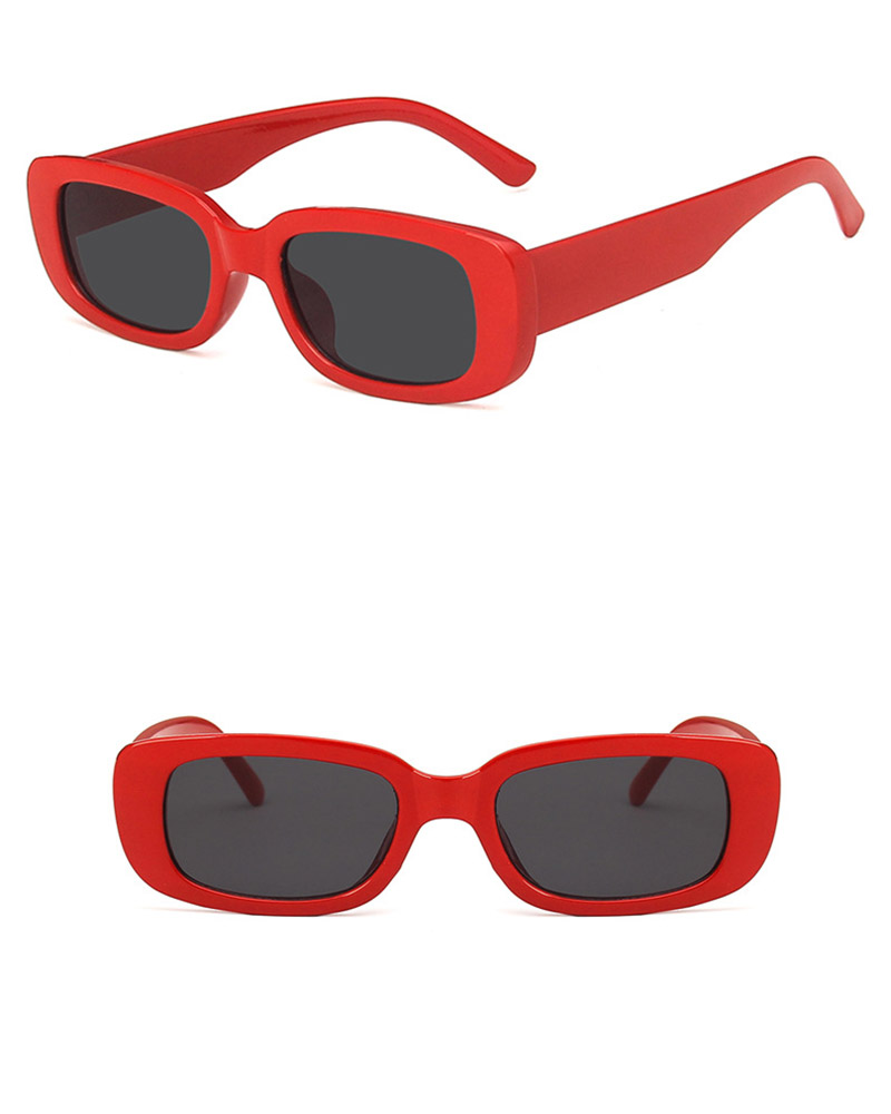 

1Pair Small Rectangle Vintage Frame Sunglasses, Red