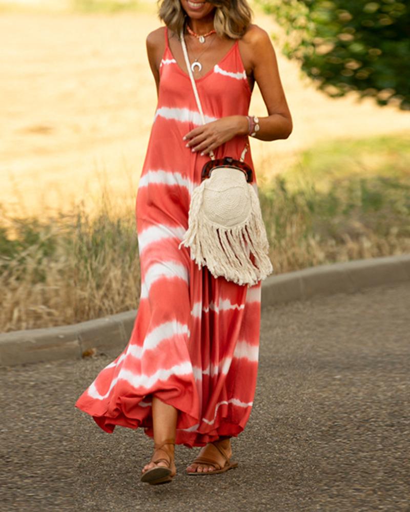

Tie Dye Maxi Dress, Red