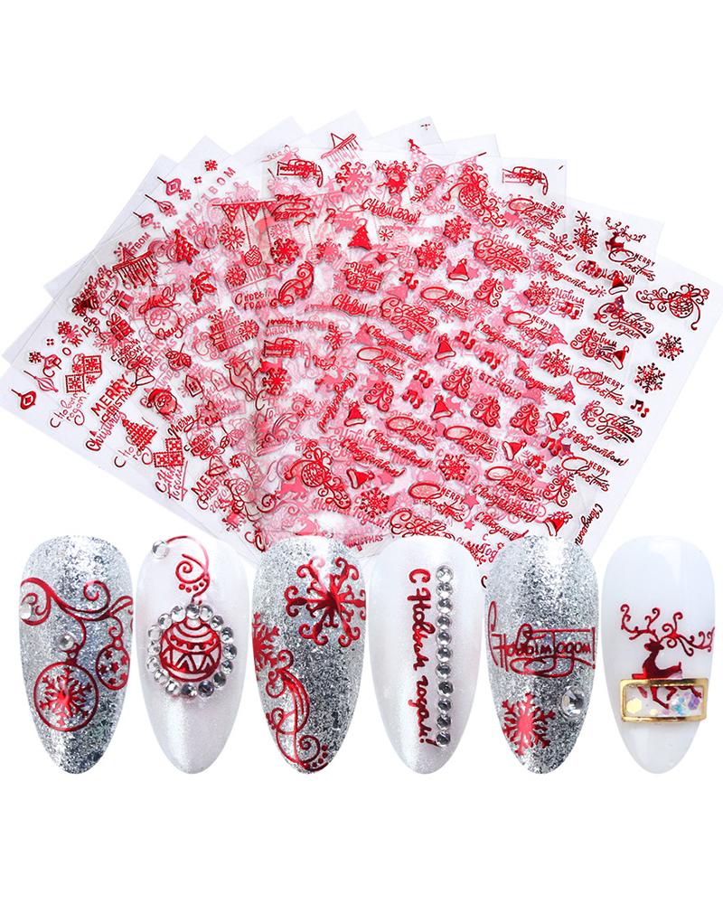 

1sheet Christmas Santa Graphic Pattern Nail Art Sticker, Style1
